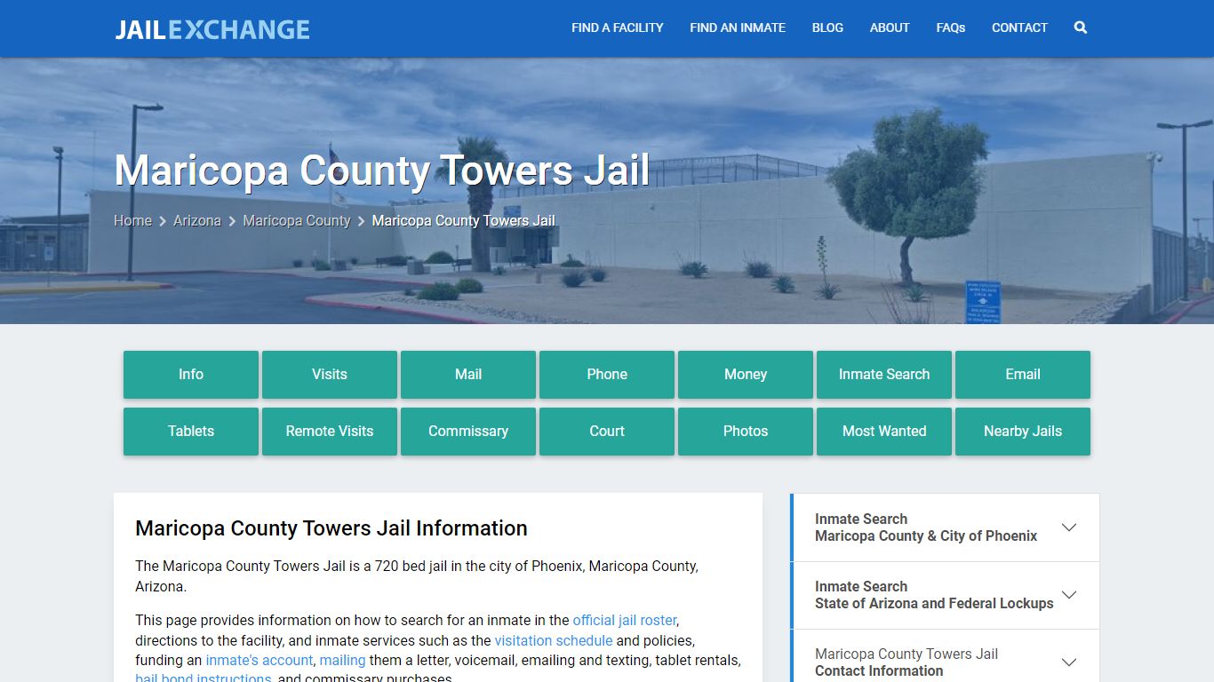 Maricopa County Towers Jail, AZ Inmate Search, Information